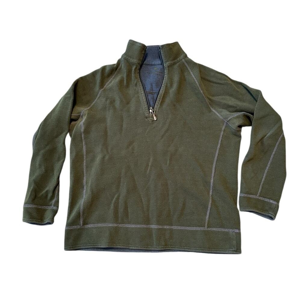 Tommy Bahama Olive Aruba 1/4 Zip-Up Sweater